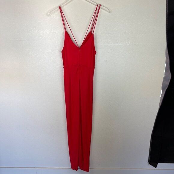 Bardot Sexy Red Wrap Midi Dress Slit Lipstick Size 8 Medium - Picture 8 of 10